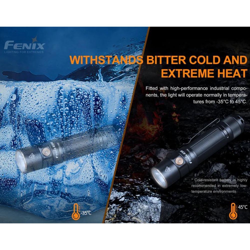 Fenix E35 can survive extremes of temperatures