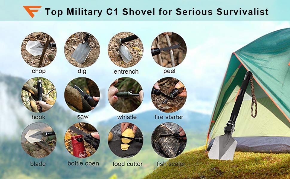 Features of FiveJoy Military Folding Shovel Multitool (C1)