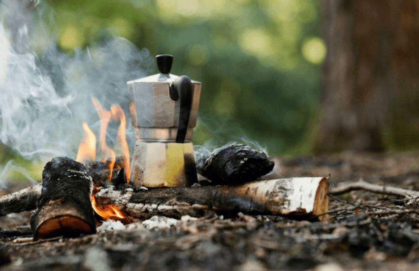 Traditional Method of making coffee while camping.