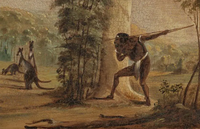 Aboriginals hunting kangaroo
