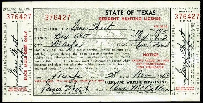 An old hunting permit
