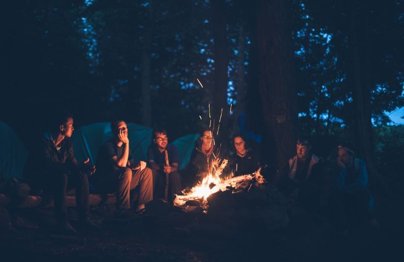 seating around a campfire