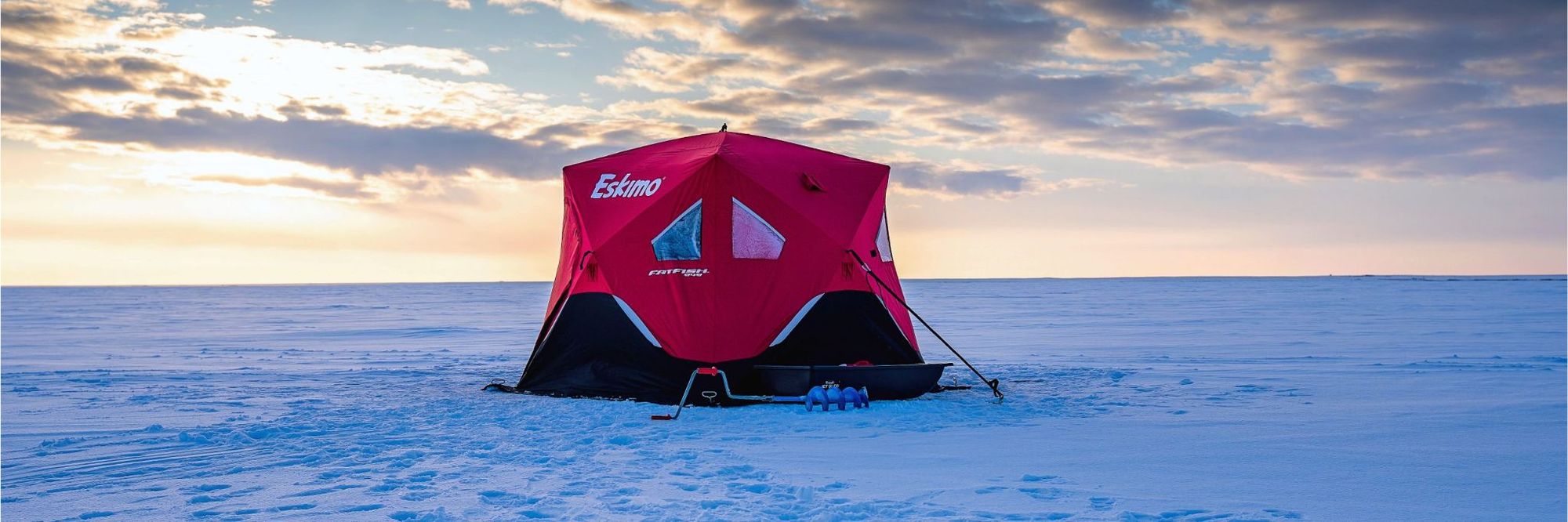 A securely anchored ice shelter