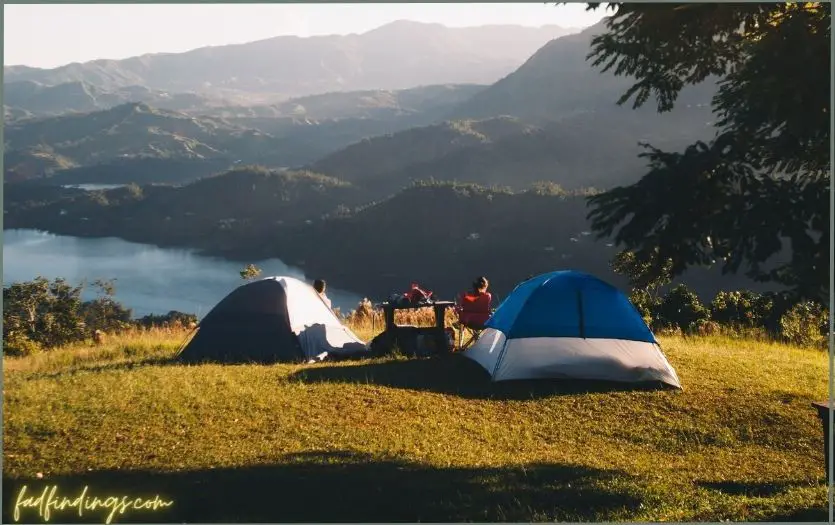 Amazing camping spot on a mountain with views to a lake in Puerto Rico.