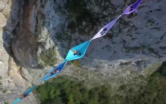 aerial view of hammocking at extreme heights