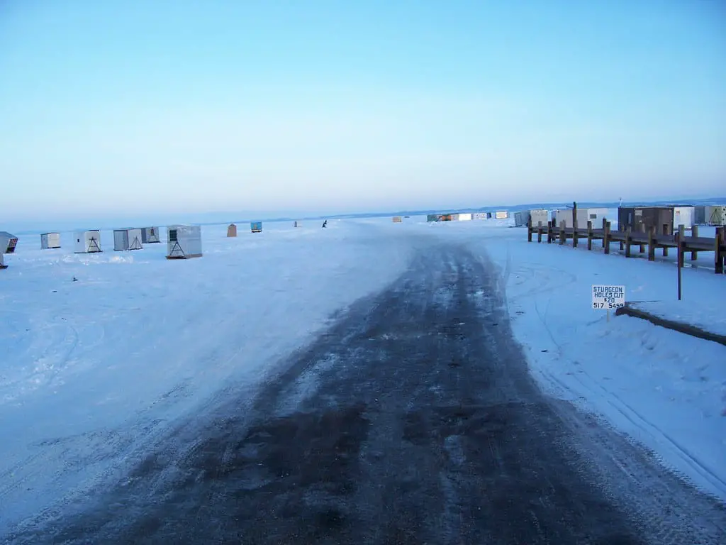 Icy Road Leading to Lake Winnebago