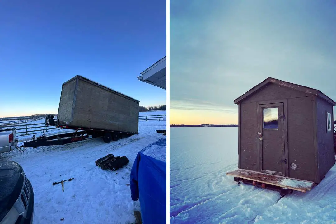 ice shacks on Gull Lake