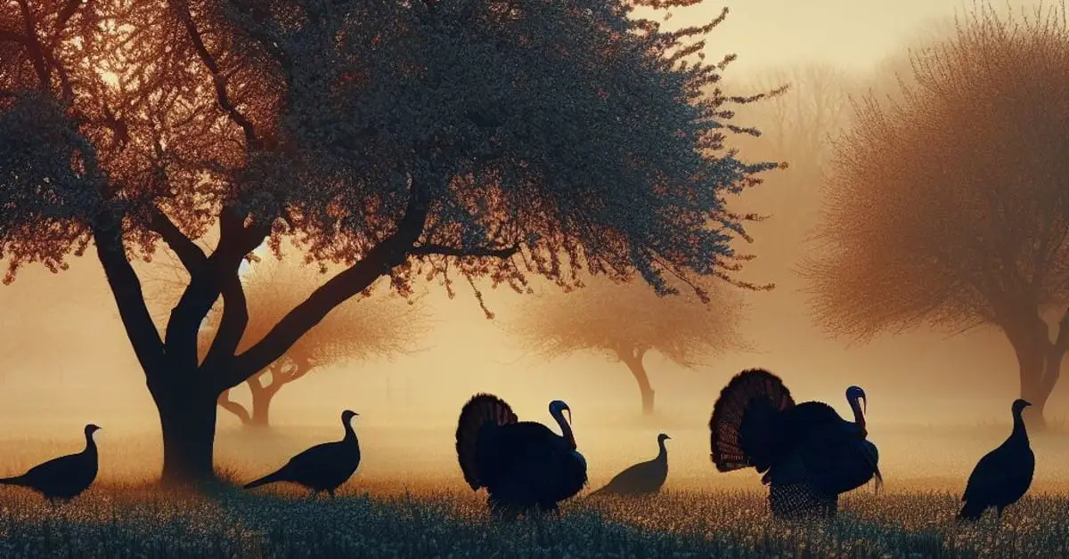 turkeys near their roosting place
